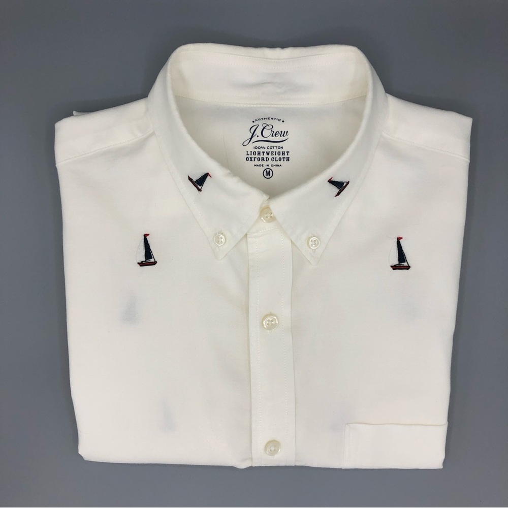 J. Crew Button Down Sailboat Embroidered Shirt